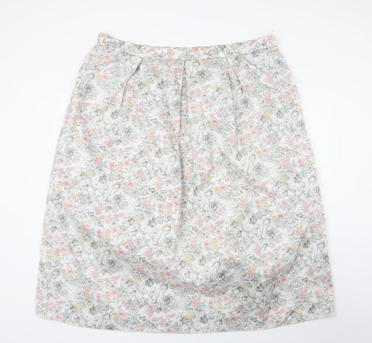 Preworn Womens White Floral  A-Line Skirt Size 42 in