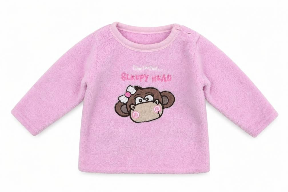 Early Days Baby Pink  Flannel Pullover Jumper Size 12-18 Months  - Monkey