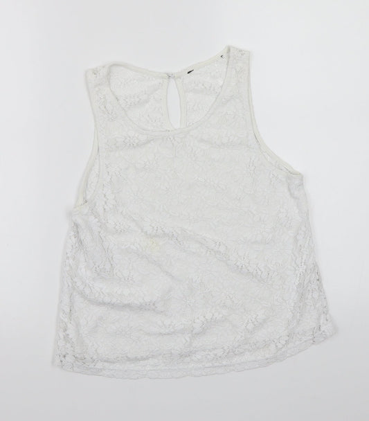 Topshop Womens White   Cropped T-Shirt Size 10