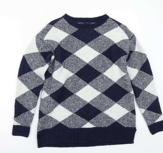 Marks and Spencer Womens Blue Check  Pullover Jumper Size S