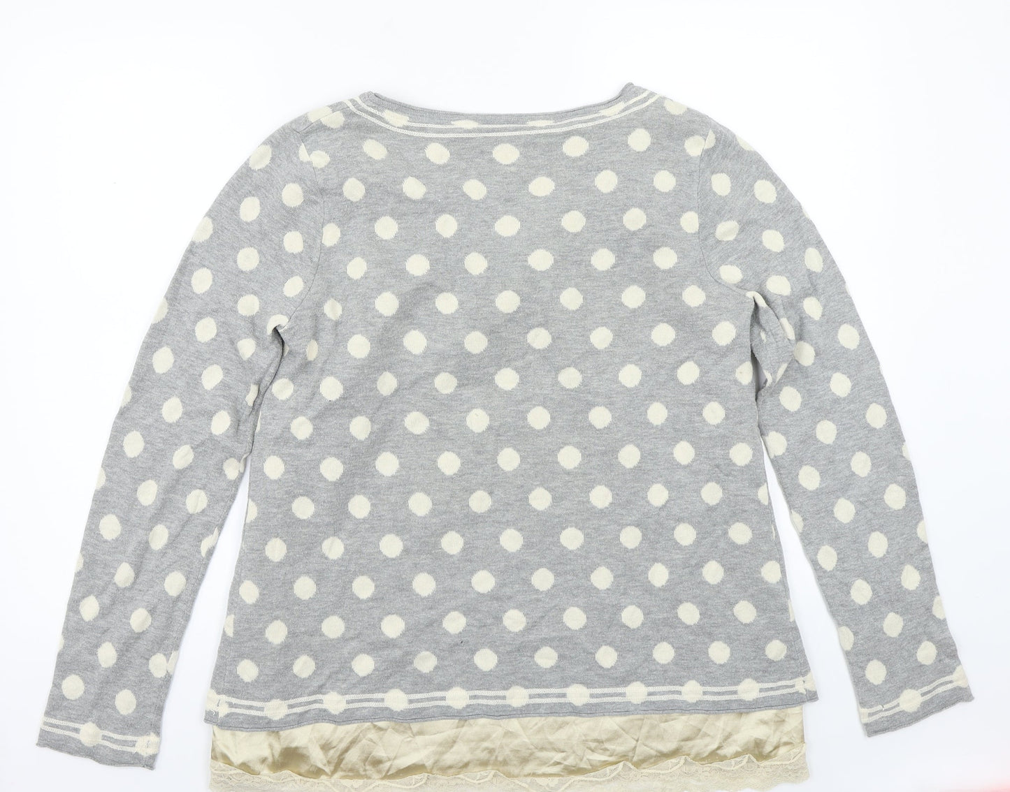 Uldahl Womens Grey Polka Dot  Pullover Jumper Size L