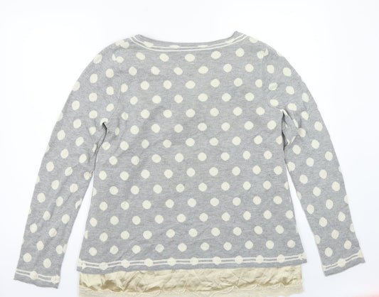 Uldahl Womens Grey Polka Dot  Pullover Jumper Size L