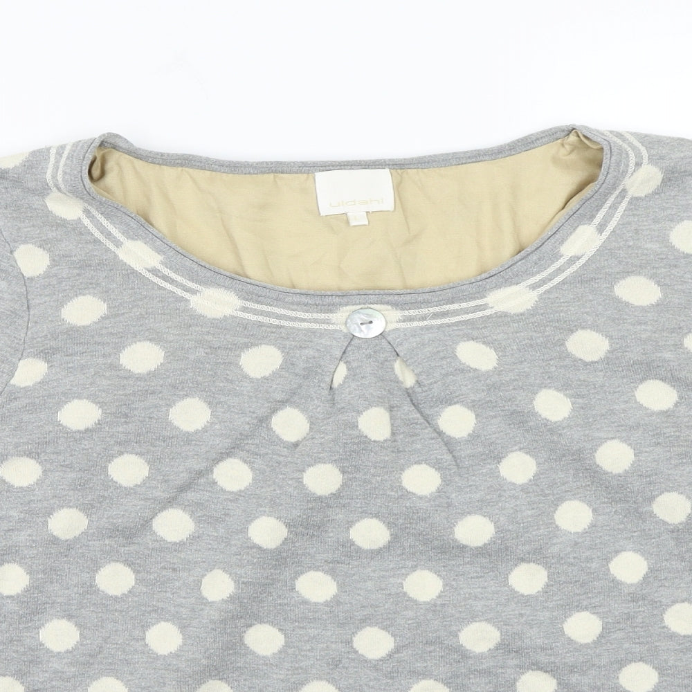 Uldahl Womens Grey Polka Dot  Pullover Jumper Size L