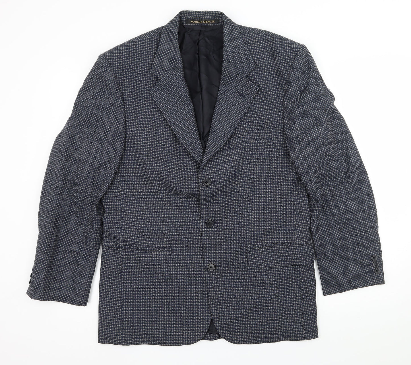 St Michael Mens Blue Geometric  Jacket Suit Jacket Size M