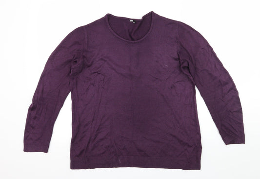Prewor Womens Purple  Knit Pullover Jumper Size 12