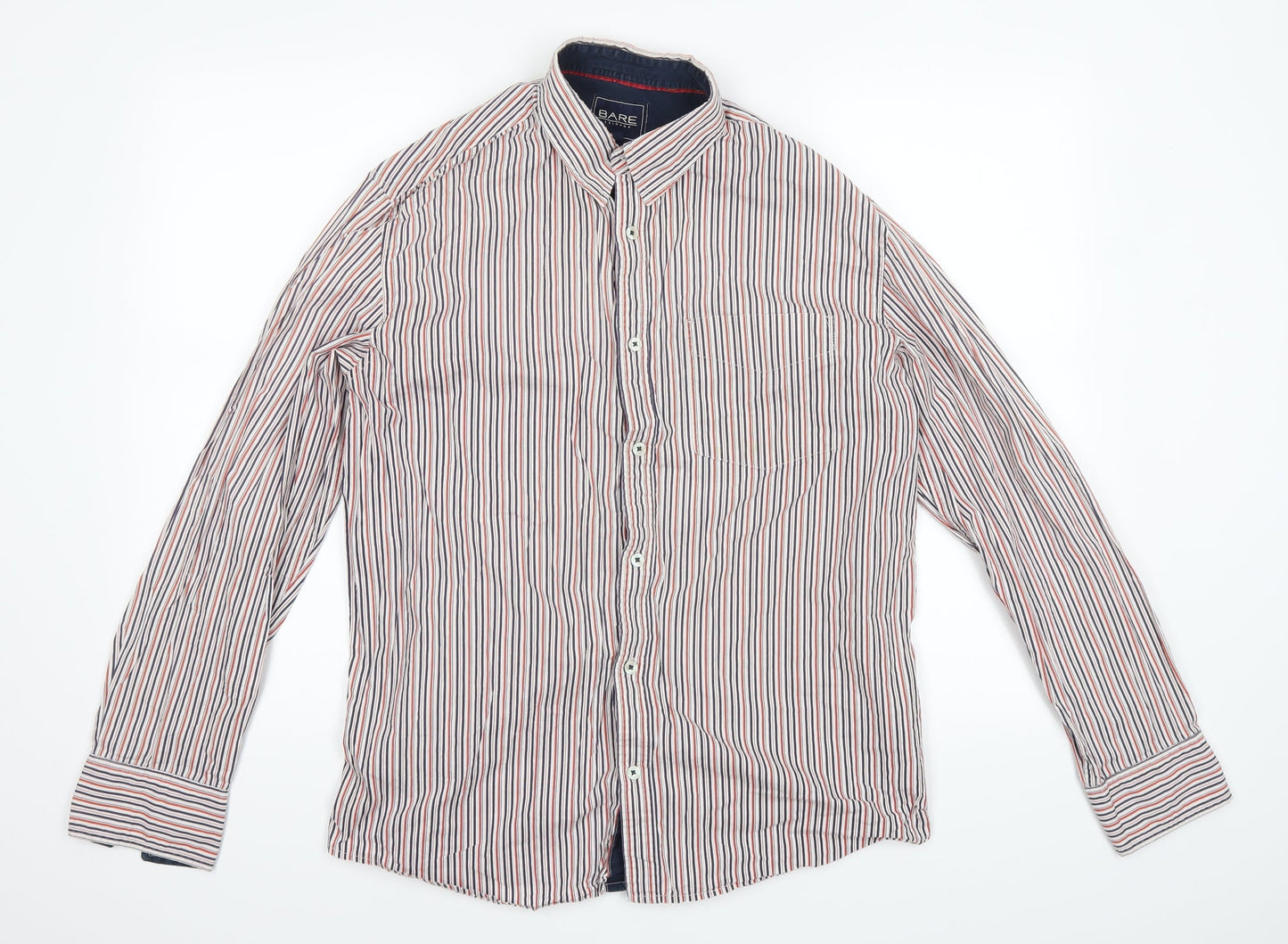 Bare Leisure Mens Red Striped   Button-Up Size L