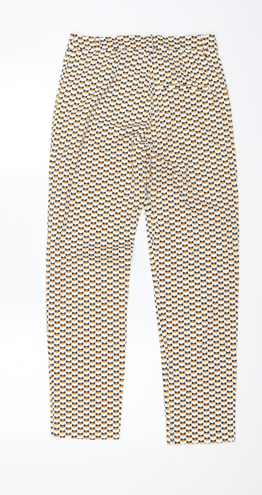 H&M Womens White Geometric  Trousers  Size 6 L24 in