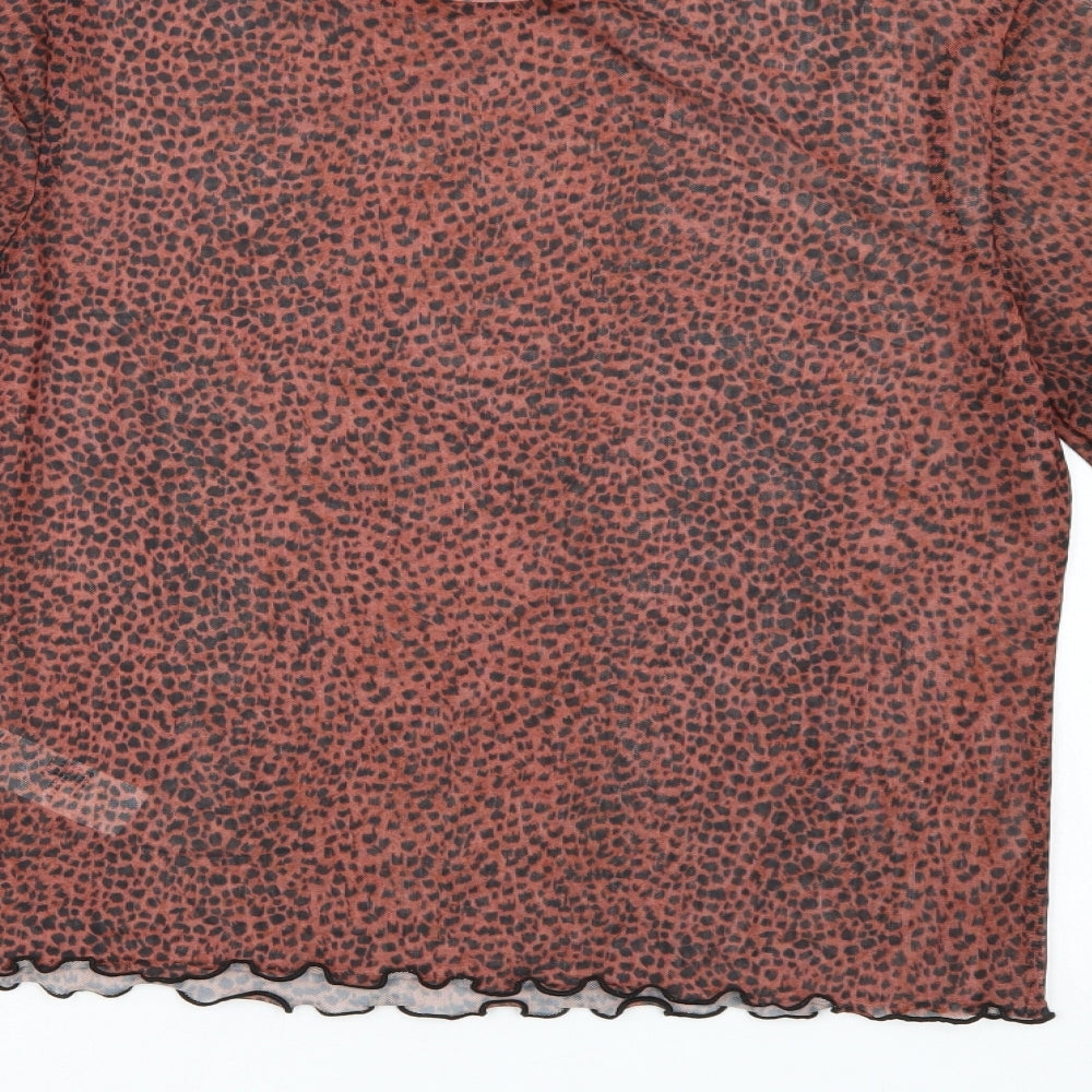 New Look Womens Multicoloured Animal Print  Basic Blouse Size 14  - Sheer Look