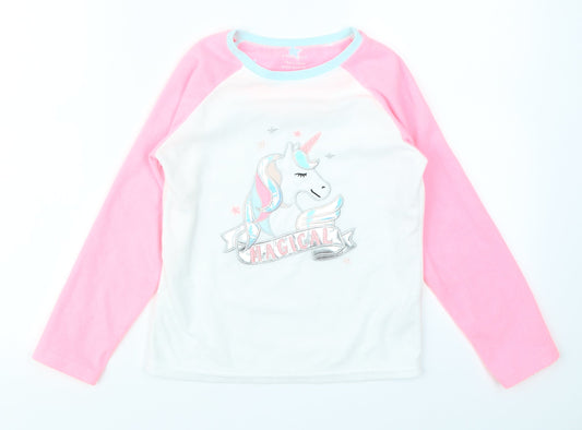 Primark Girls Pink Colourblock  Top Pyjama Top Size 7-8 Years  - Unicorn