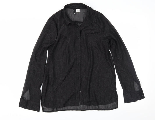 H&M Womens Black   Basic Button-Up Size 10