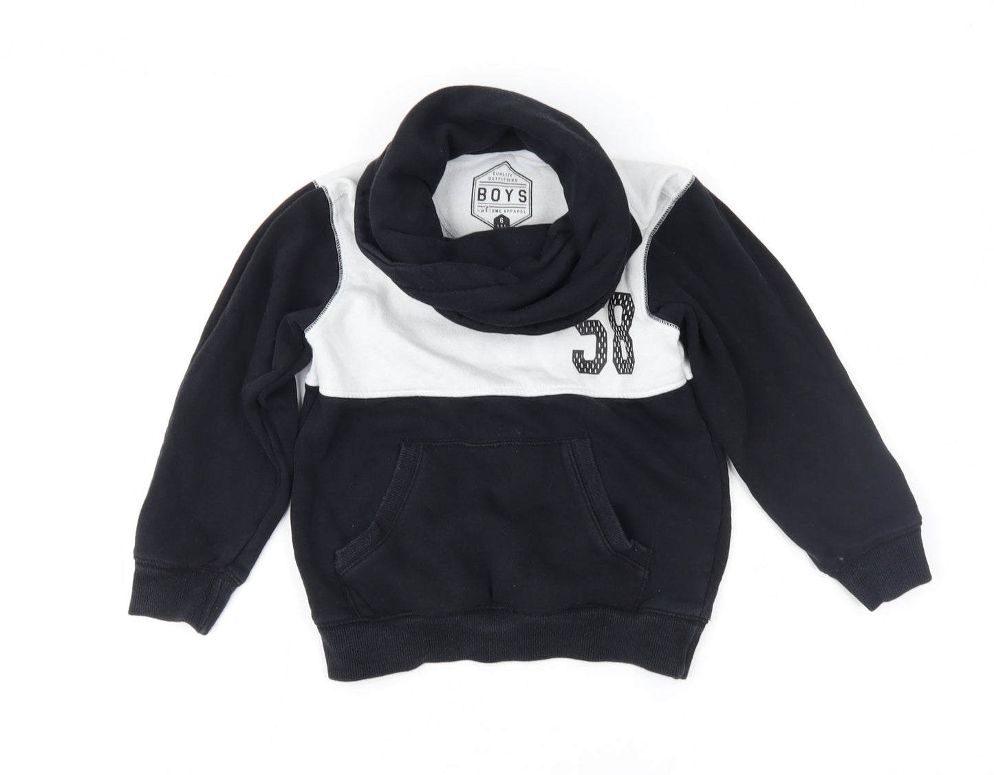 Matalan Boys Black Colourblock  Pullover Sweatshirt Size 6 Years