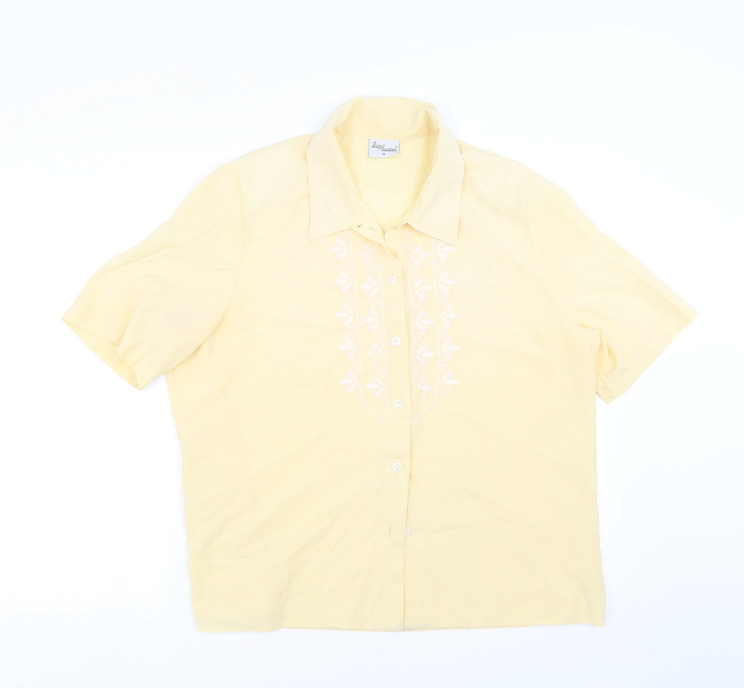 Design essentials Womens Yellow   Basic Blouse Size 16  - Embroidered detail