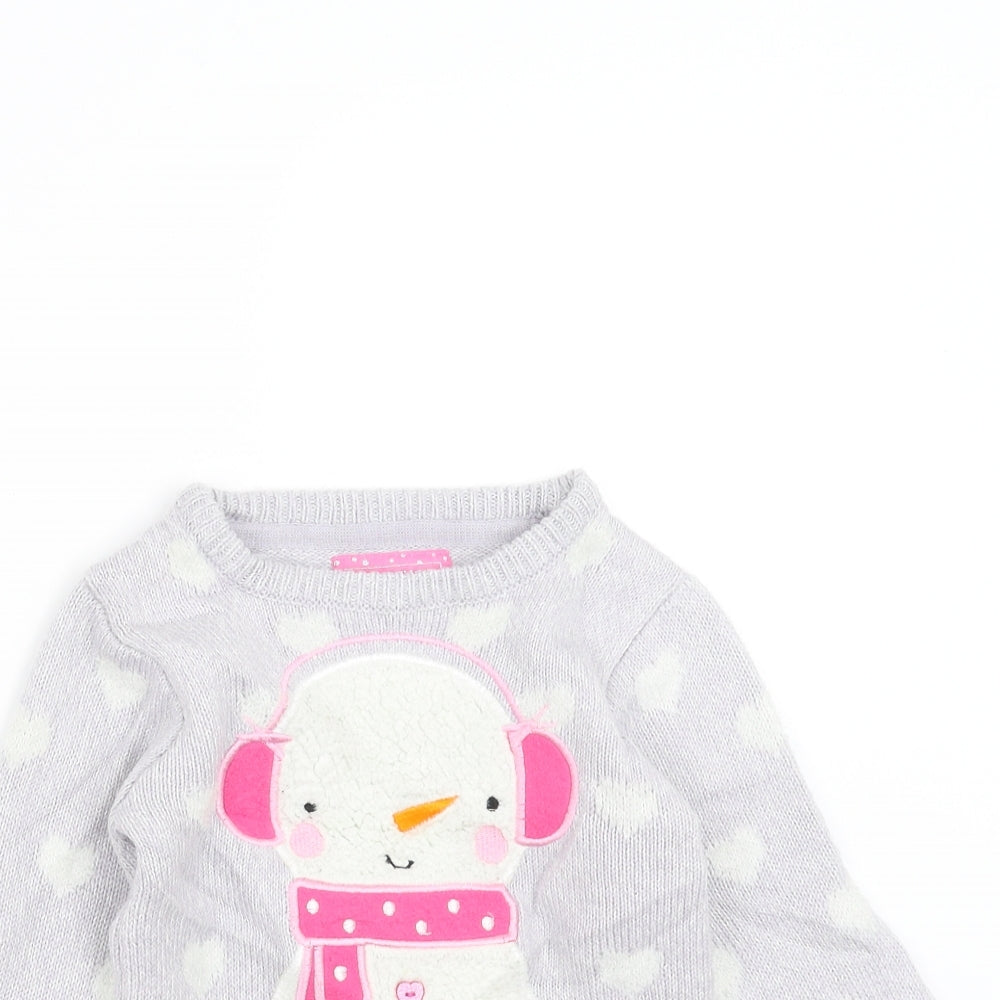 Primark Girls Purple   Pullover Jumper Size 3-4 Years  - snowman