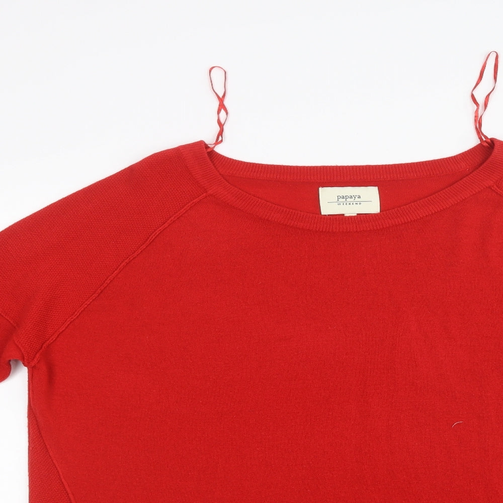 Papaya Womens Red  Knit Pullover Jumper Size M