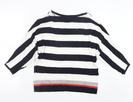 M&Co Womens Blue Striped Knit Pullover Jumper Size 12