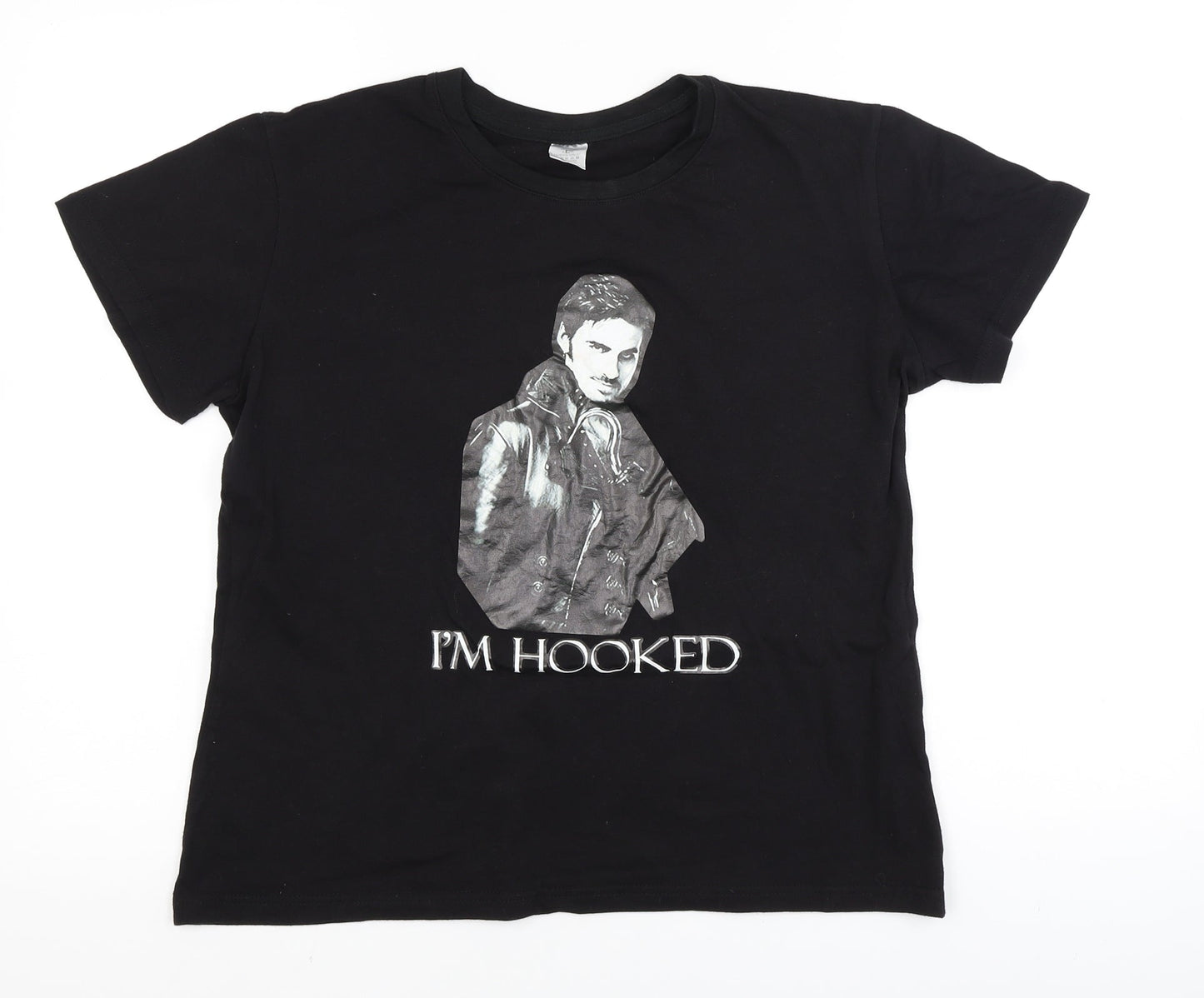 Preworn Womens Black   Basic T-Shirt Size L  - I'm hooked