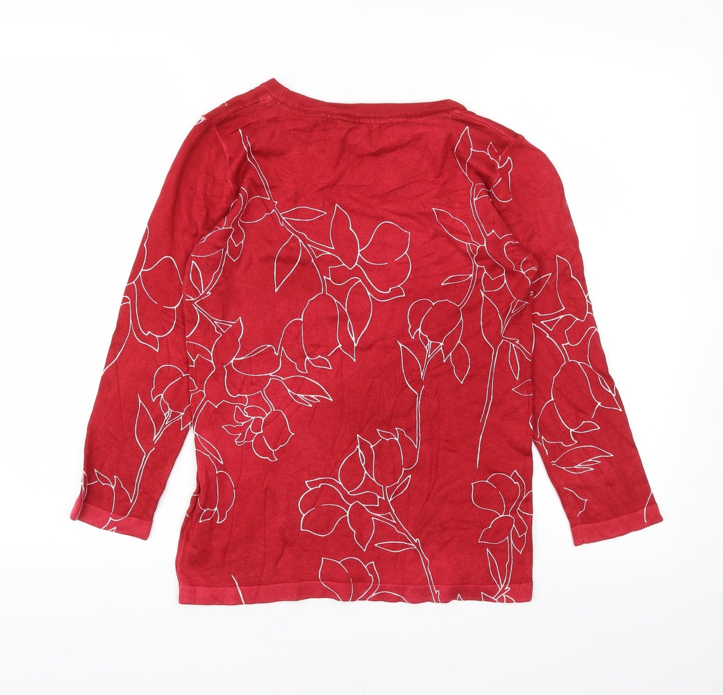 Next  Womens Red Floral  Pullover Jumper Size 8