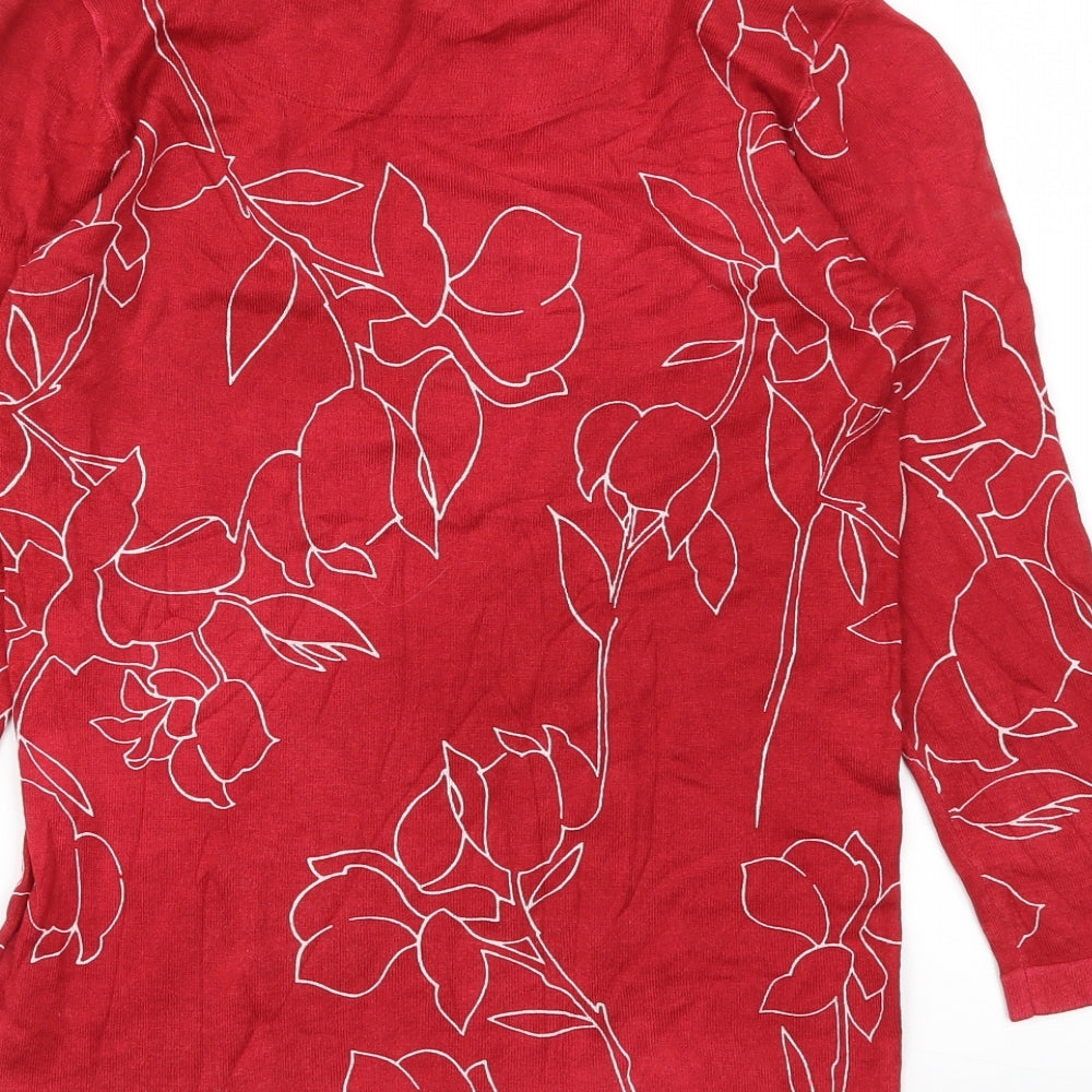 Next  Womens Red Floral  Pullover Jumper Size 8