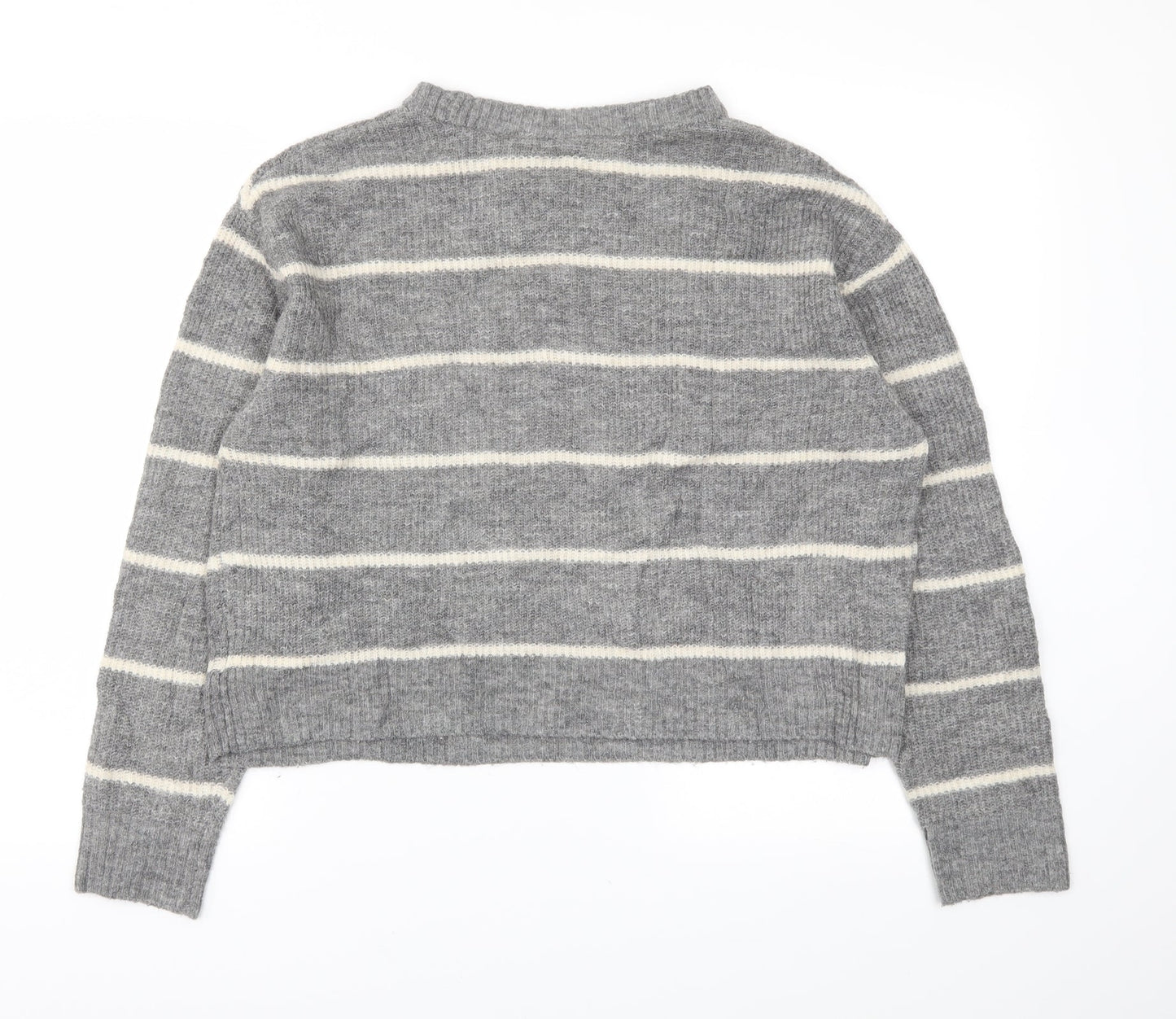 H&M Womens Grey Striped  Pullover Jumper Size S