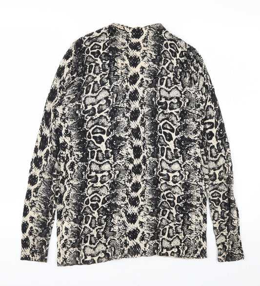 Gharani Strok Womens Black Animal Print  Cardigan Jumper Size S