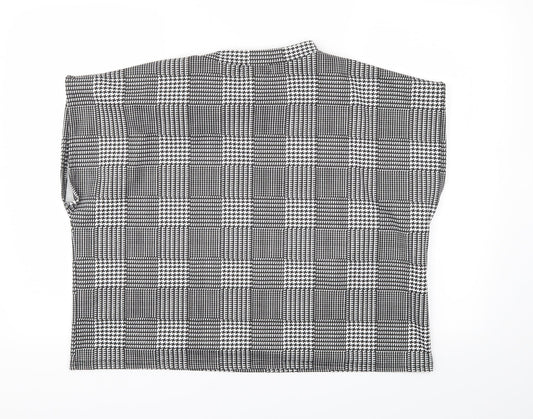 feeling  Womens Black Check  Basic T-Shirt Size M
