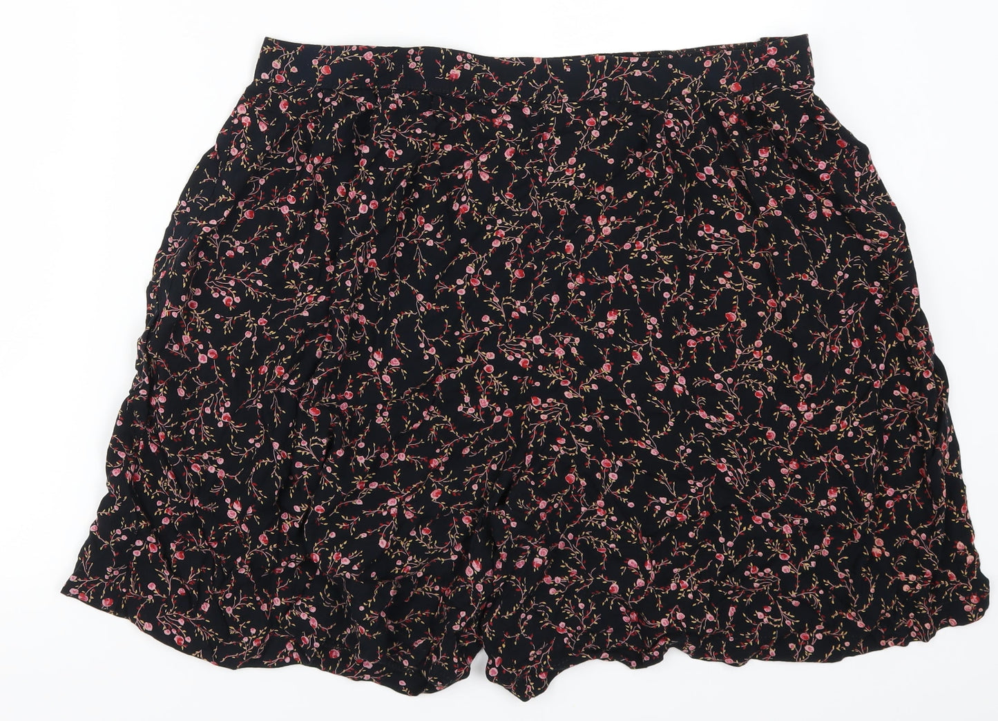 Preworn Womens Black Floral  Mom Shorts Size 36 in - Pink Flowers