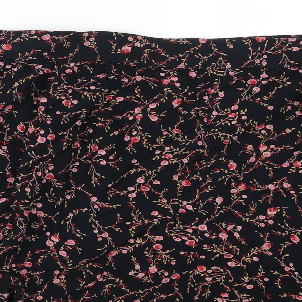 Preworn Womens Black Floral  Mom Shorts Size 36 in - Pink Flowers