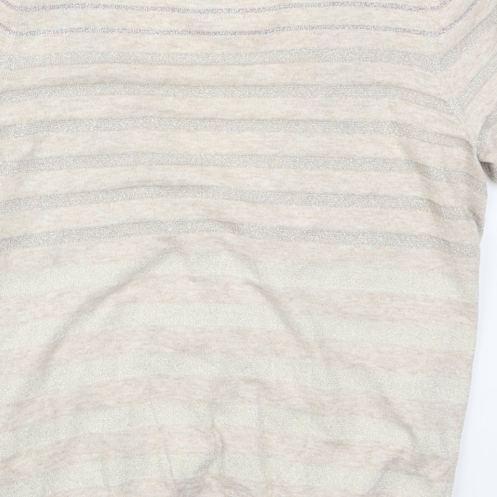 Debenhams Womens Beige Striped  Cardigan Jumper Size 14