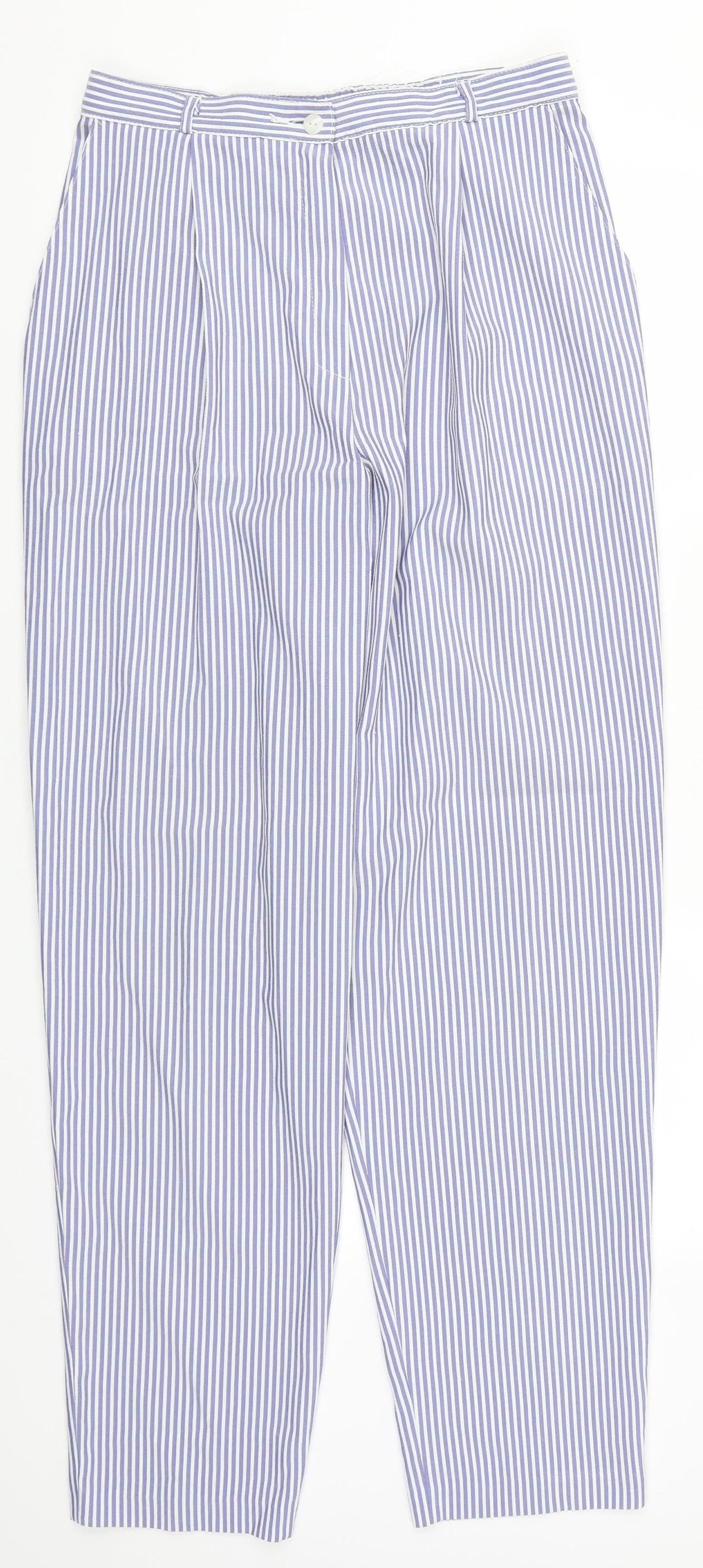 Marks and Spencer Womens Blue Striped  Trousers  Size 14 L30 in