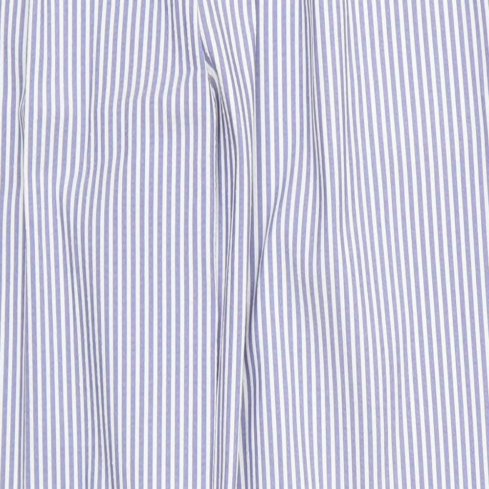 Marks and Spencer Womens Blue Striped  Trousers  Size 14 L30 in