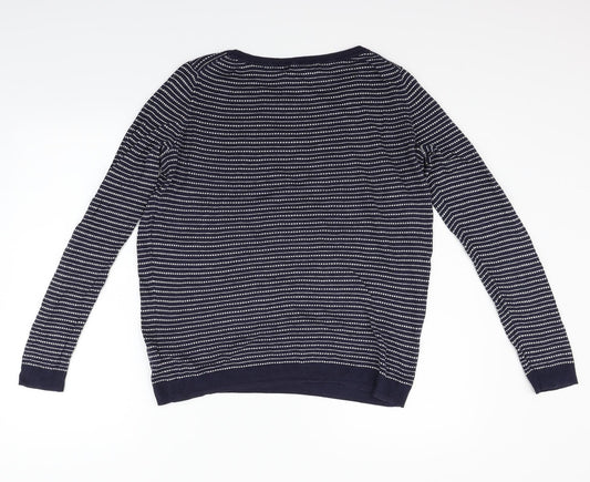 LOGG Womens Blue Striped  Pullover Jumper Size S