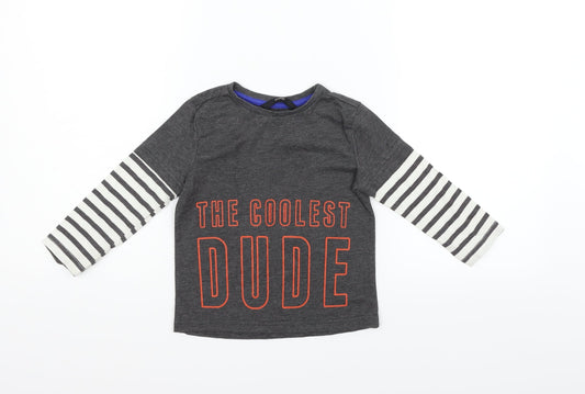 George Boys Grey Striped  Basic T-Shirt Size 2-3 Years