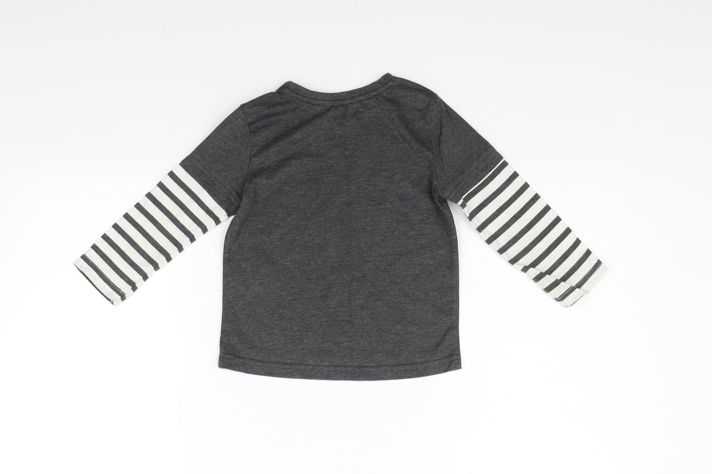 George Boys Grey Striped  Basic T-Shirt Size 2-3 Years