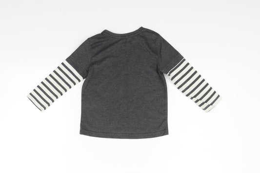 George Boys Grey Striped  Basic T-Shirt Size 2-3 Years