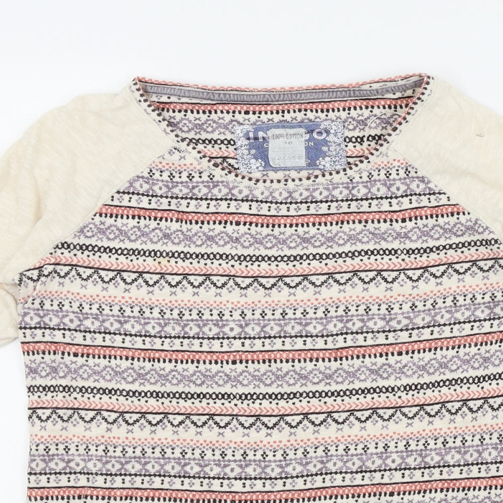 Indigo Womens Multicoloured Geometric  Pullover Jumper Size 10