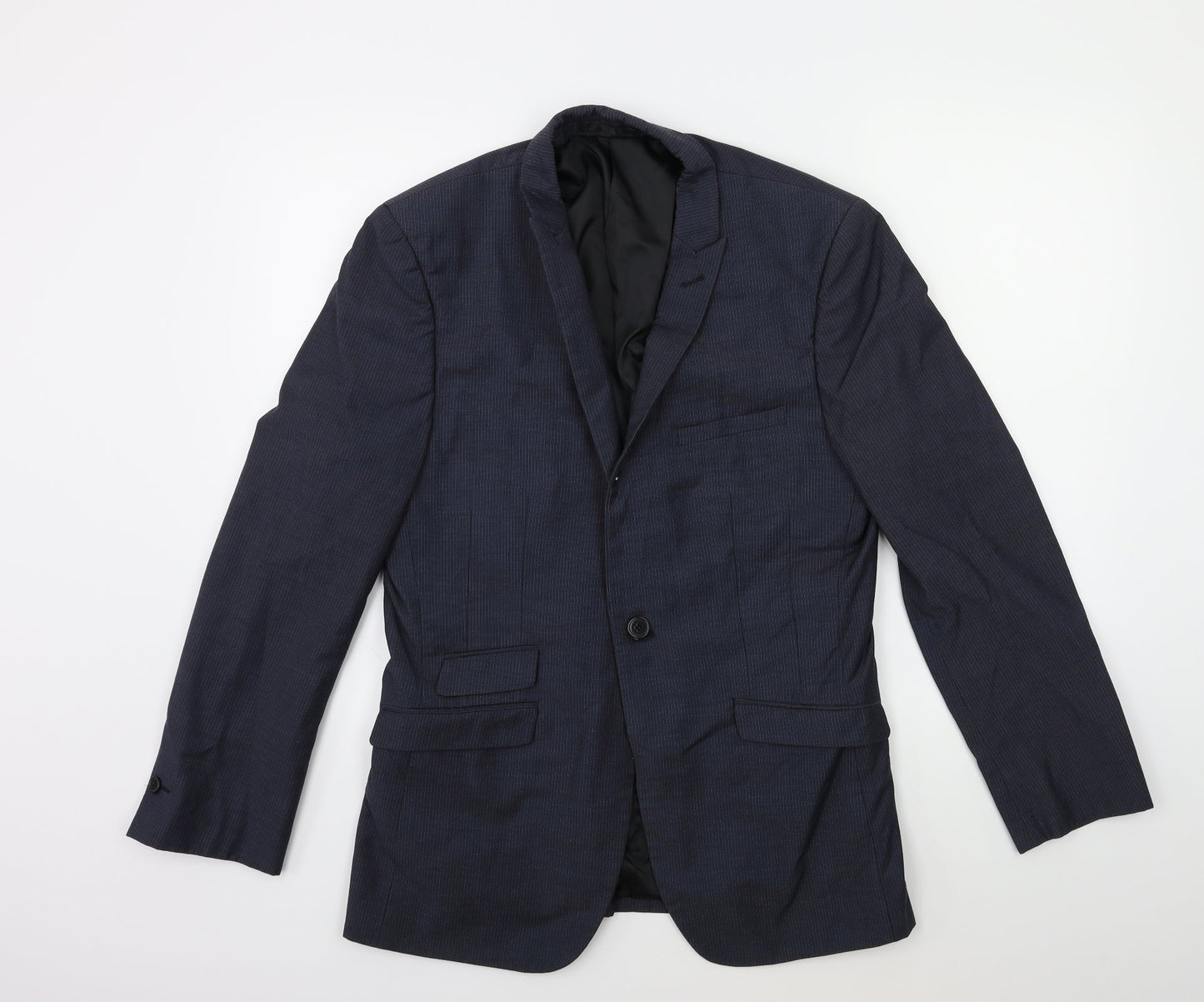 165 Mens Blue Striped  Jacket Suit Jacket Size 38