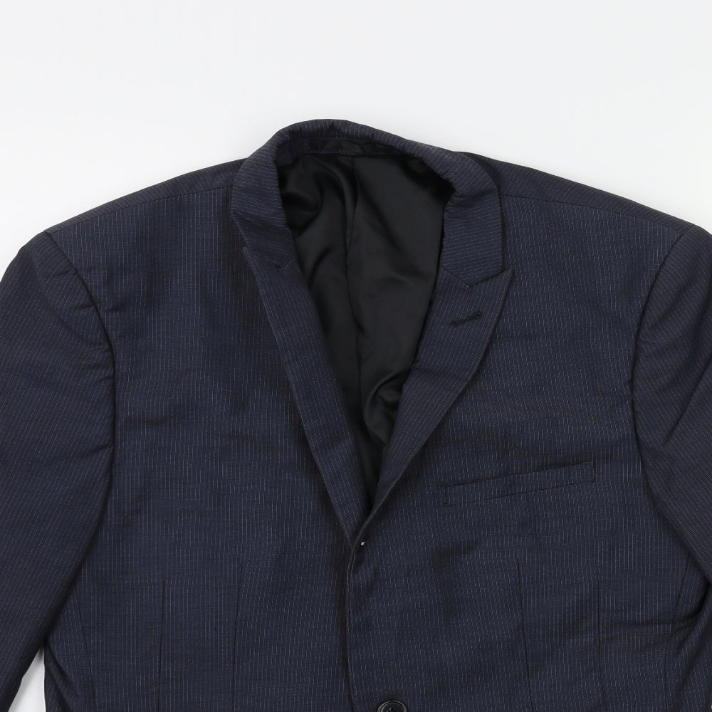 165 Mens Blue Striped  Jacket Suit Jacket Size 38
