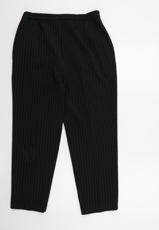 Marks and Spencer Womens Black Striped  Trousers  Size 14 L27 in