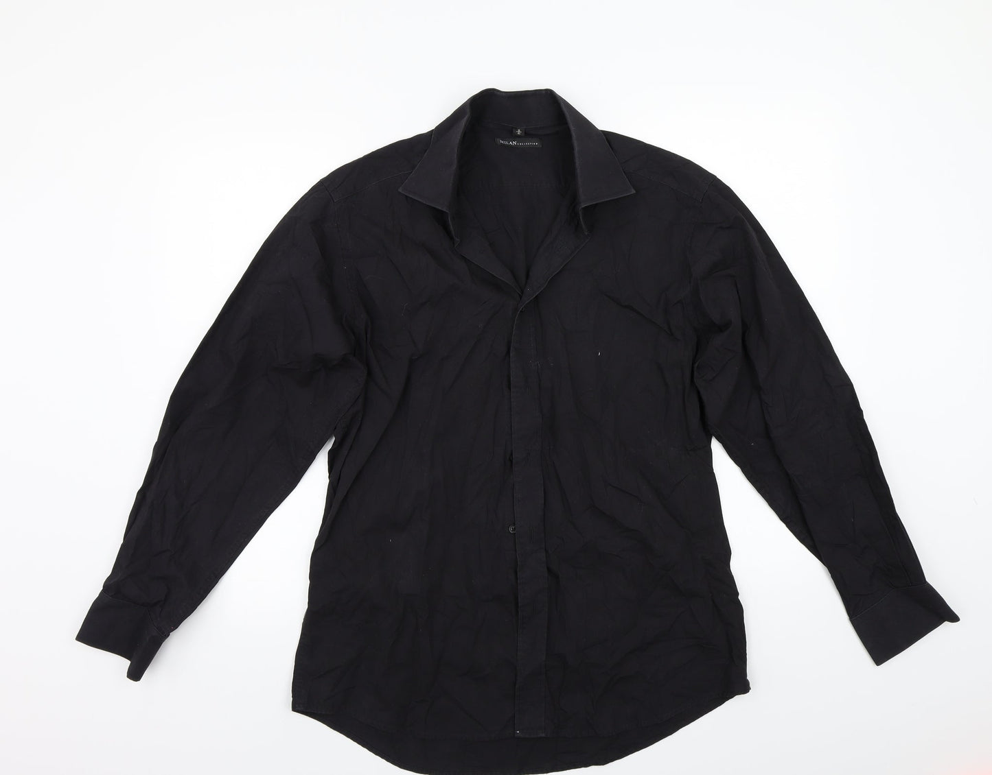 Milan Mens Black    Button-Up Size 16