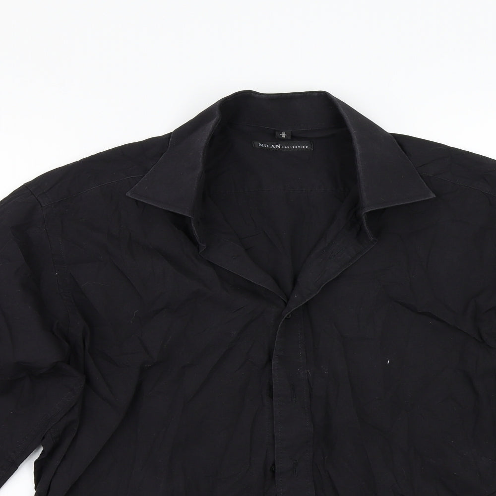 Milan Mens Black    Button-Up Size 16