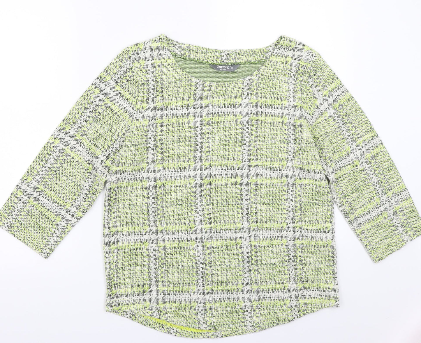 Nugmeg Womens Green Check  Basic T-Shirt Size 12