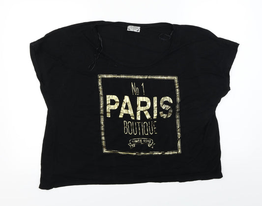fine collection Womens Black   Basic T-Shirt Size L