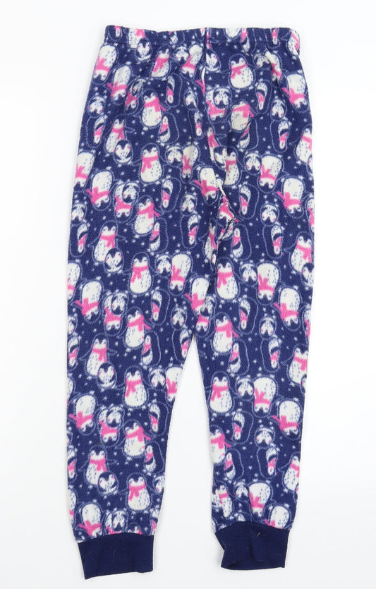 Young Dimension Girls Blue Solid Fleece Cami Pyjama Pants Size 10 Years