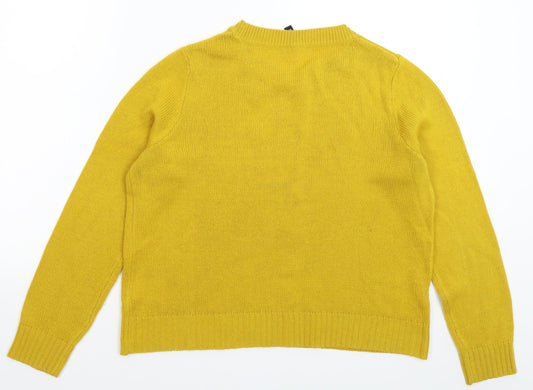 Divided Womens Yellow  Knit Pullover Jumper Size M