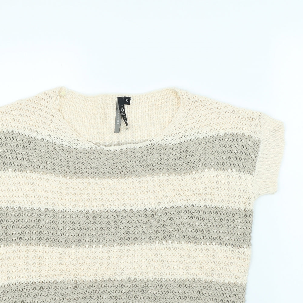 intuition Womens Beige Striped  Pullover Jumper Size 10