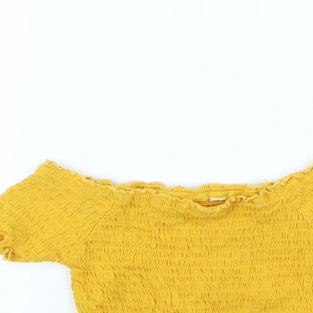 Primark Girls Yellow   Basic T-Shirt Size 7 Years