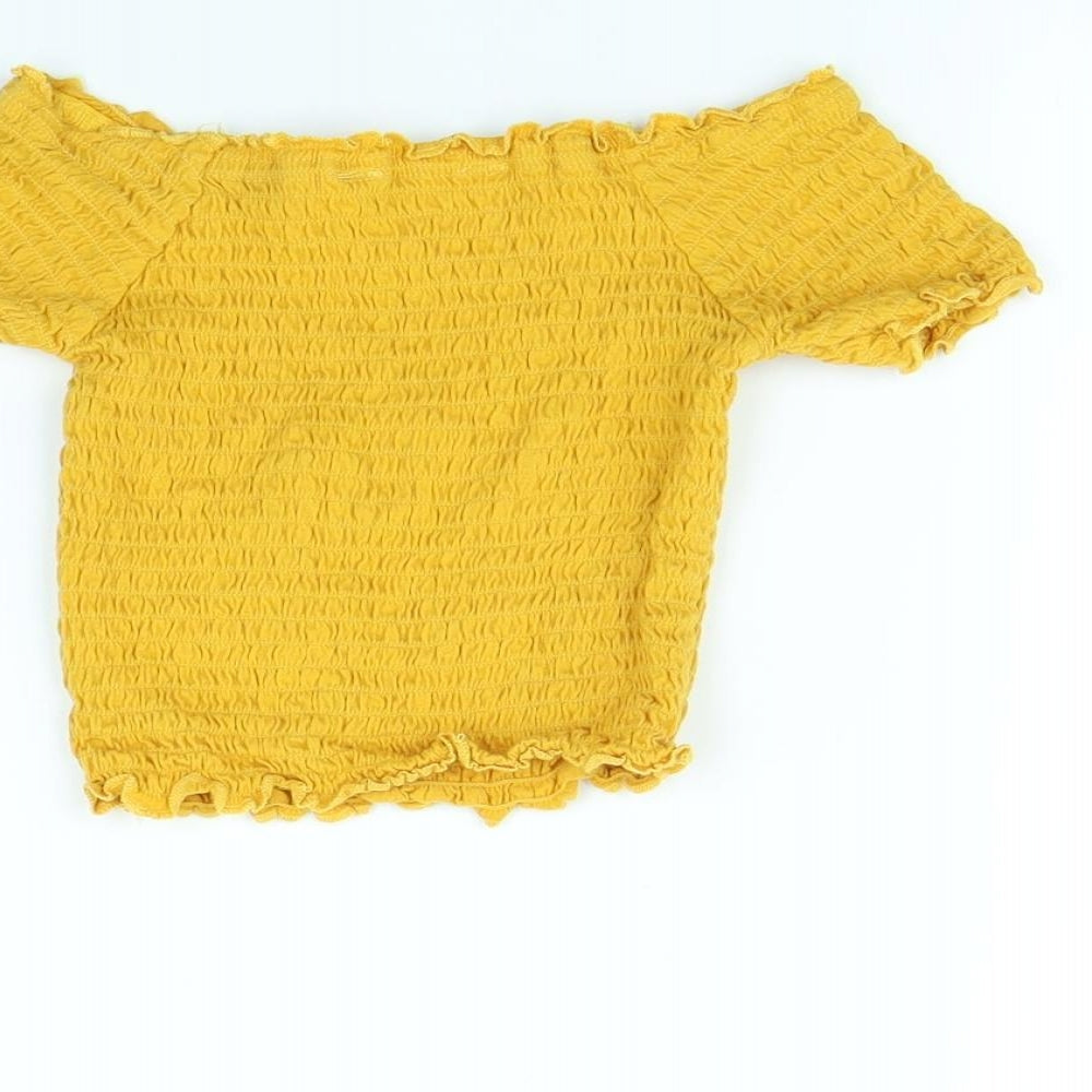 Primark Girls Yellow   Basic T-Shirt Size 7 Years