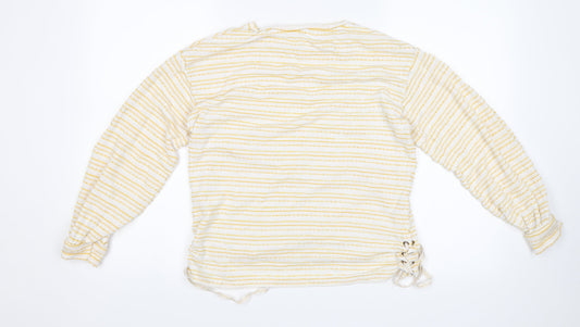 Matalan Womens Yellow Striped  Pullover Jumper Size 10