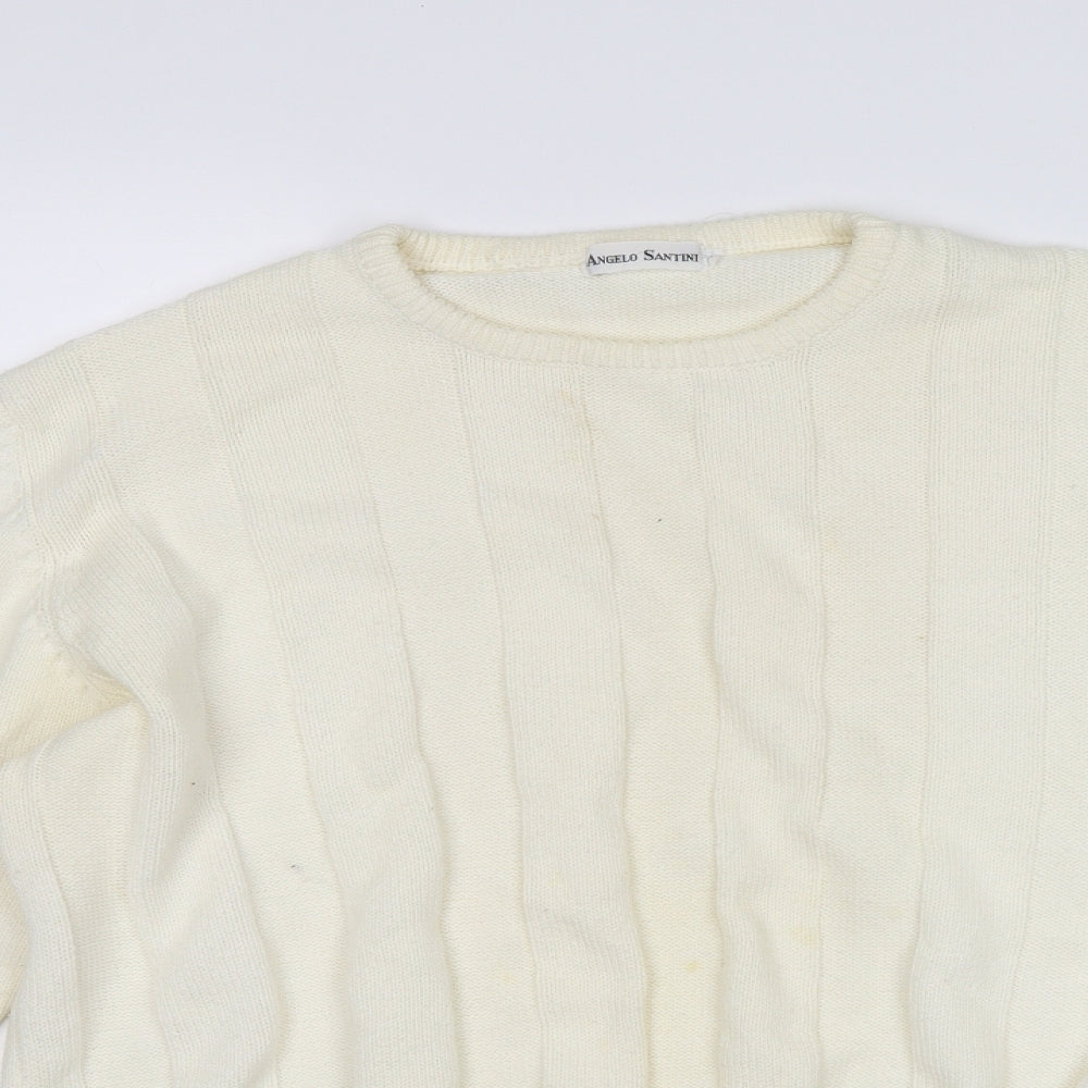 Angelo Santini Womens White   Pullover Jumper Size L