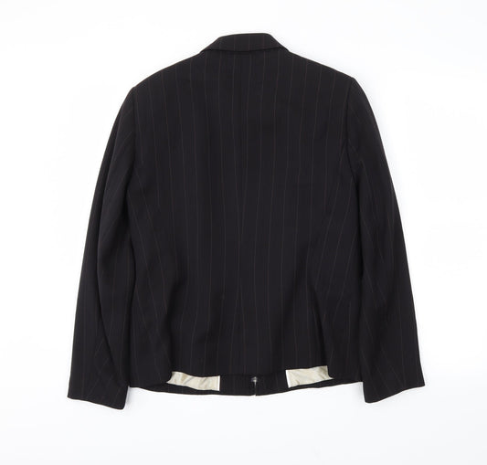 Klass Womens Black Striped  Jacket Blazer Size 14